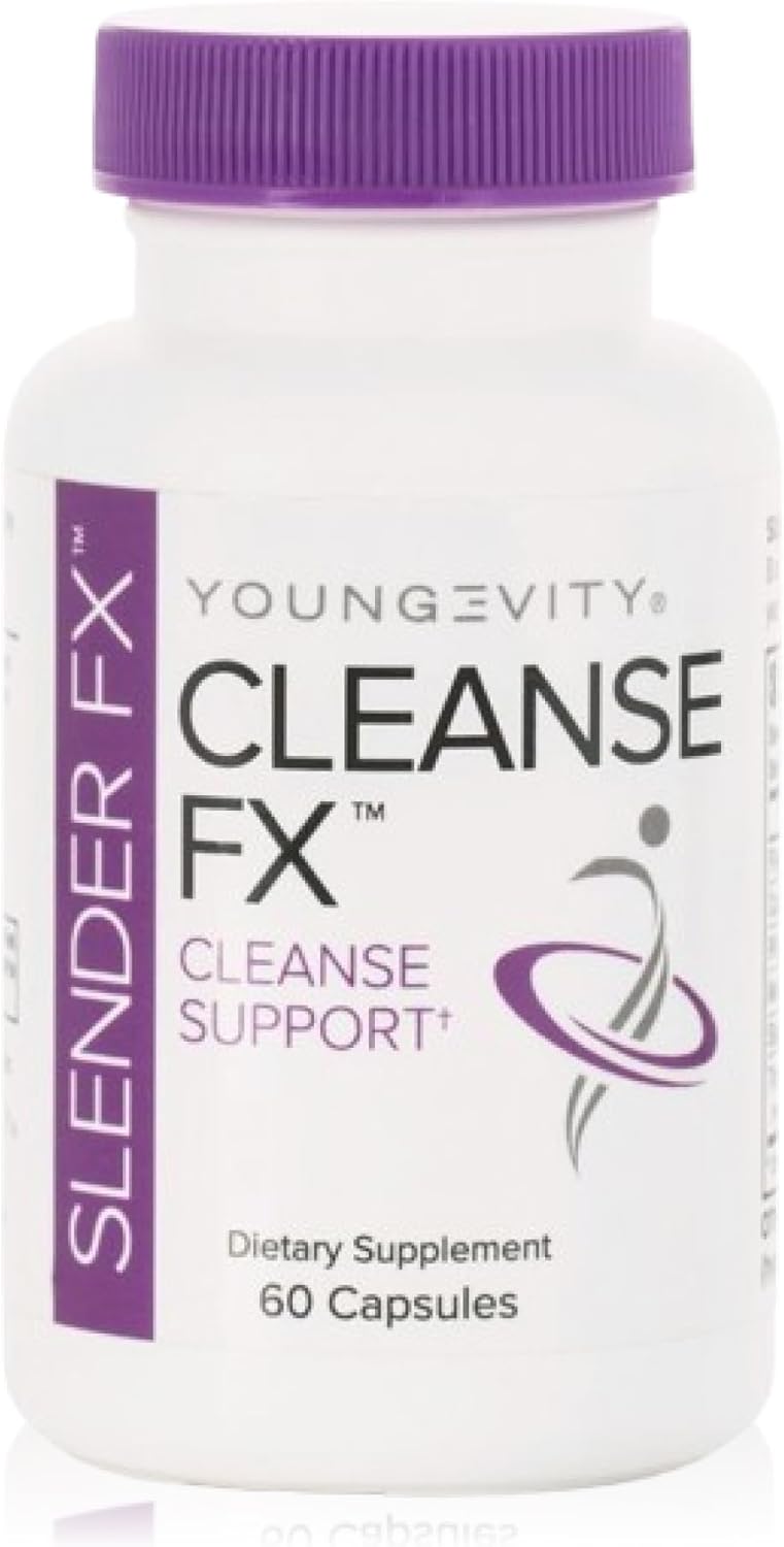 Youngevity Slender Fx™ Cleanse Fx™ - Super Colon Cleanse 15 Day - Natural Herb Blend - Flax Seed, Cape Aloe, Rhubarb Root, Triphala, Slippery Elm, Marshmallow Root - 60 Capsules (Pack of 4)