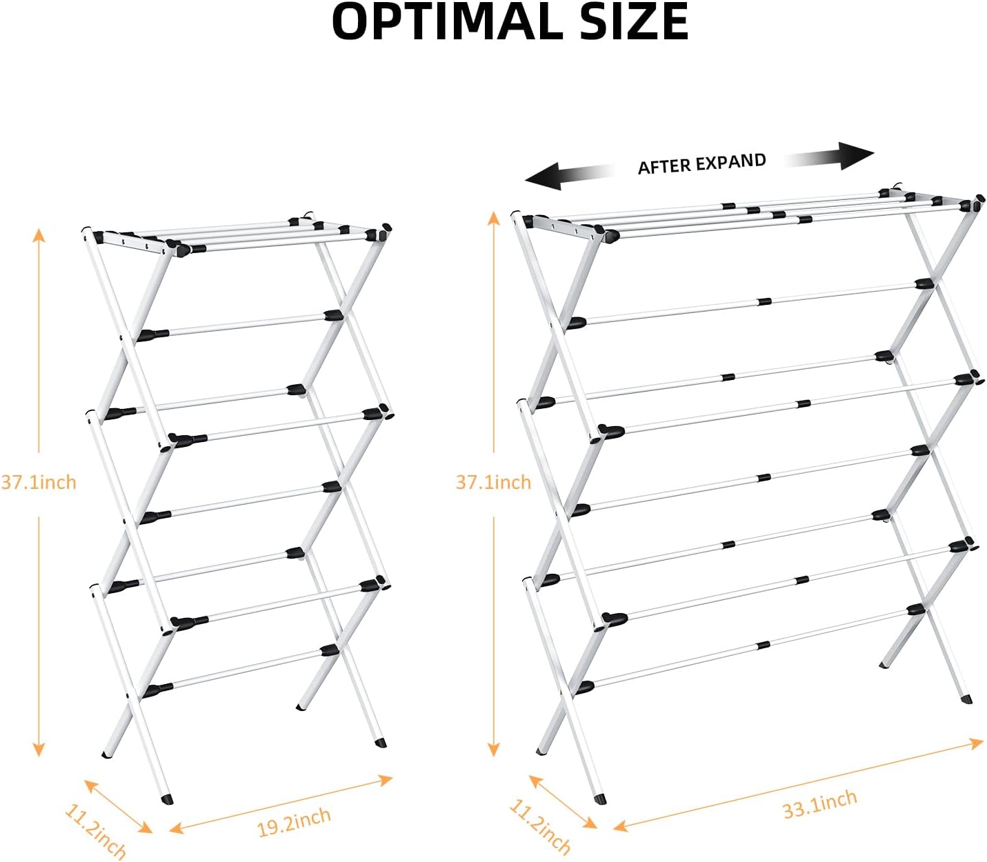 Foldable Clothes Drying Rack, Collapsible Laundry Drying Rack for Air Drying Clothing, Space-Saving Design for Indoor Outdoor Drying Rack Clothing (White)
