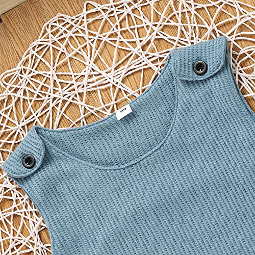 Brilliantme Toddler Kids Baby Boy Girls One Piece Romper Jumpsuit Knitted Overall Sleeveless Clothing Round Neck Bodysuit For 2-7 Years (Light Blue, 5-6 Years) #TOP3