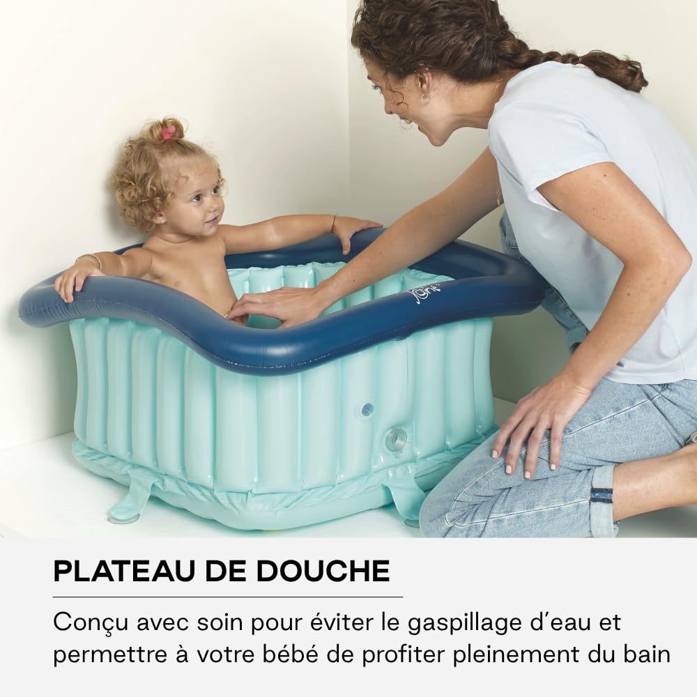 Jané Riduttore Doccia Bambino Gonfiabile 60x60 cm, 70L, Vaschetta Portatile, Pompa Inclusa, Blu