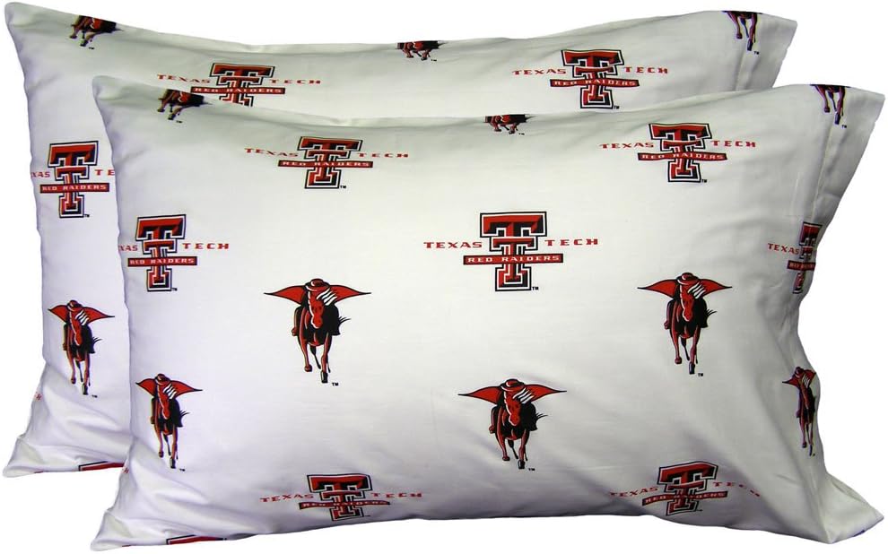 College Covers Texas Tech Red Raiders Pillowcase Pair, Standard, White : Home & Kitchen