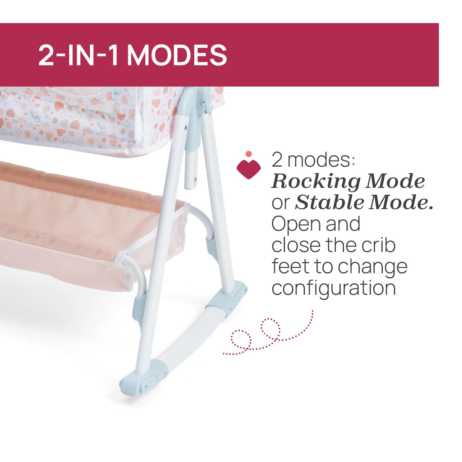Chicco Berceau Next to Me pour poupées, pour enfants à partir de 3 ans,berceau jouet, réglable en hauteur,avec structure en métal et détails réalistes,facile à assembler, avec mode balancement ou fixe