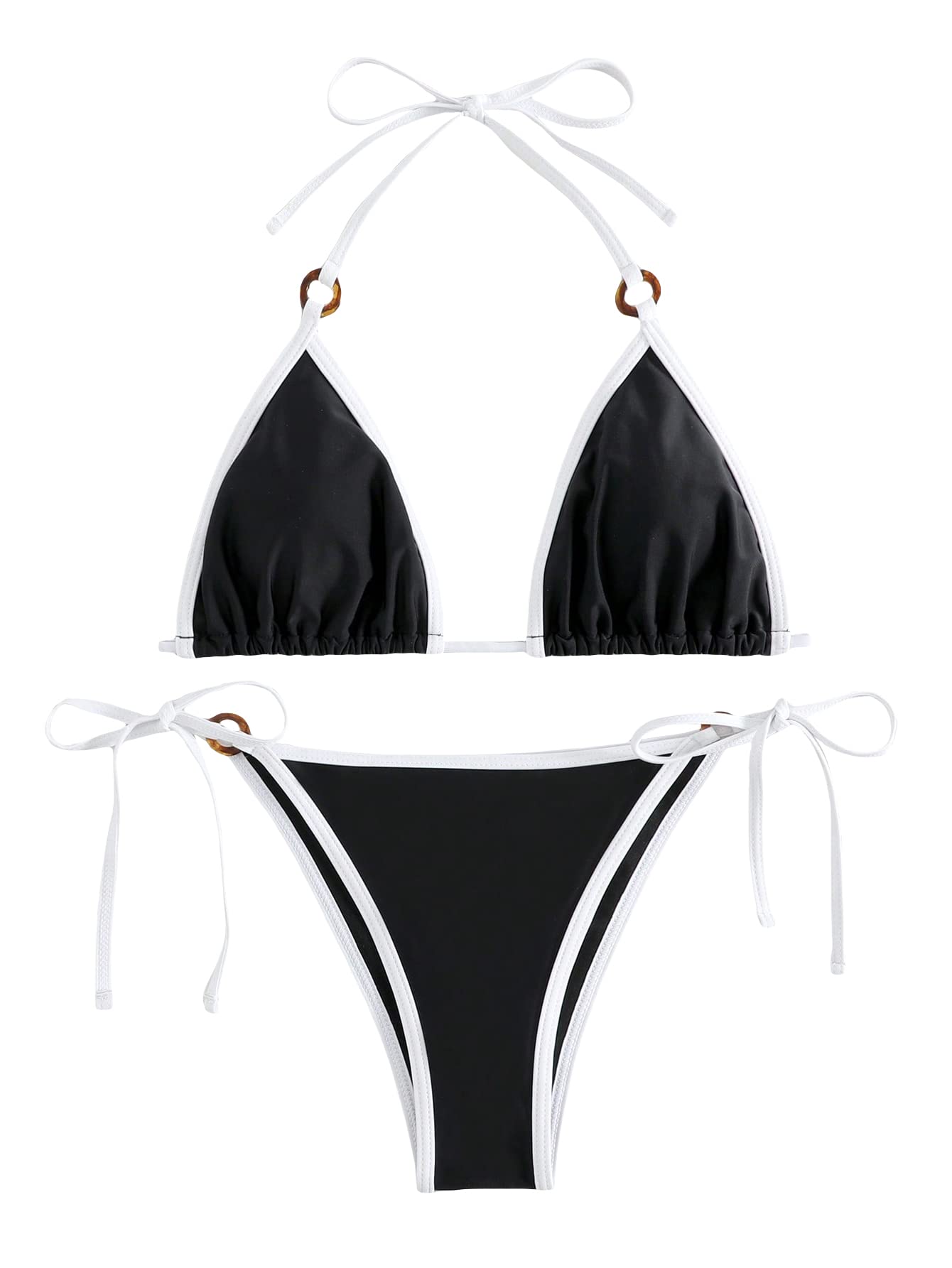 SHENHE Women's Sexy Bikini Sets Ring Triangle Tie Bathing Suits 2 Piece Swimsuits