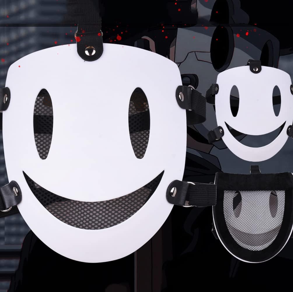 Gmasking 2022 Horror Killer Enis Smile Cosplay Mask Adult Halloween Party Costume (Black Mesh)