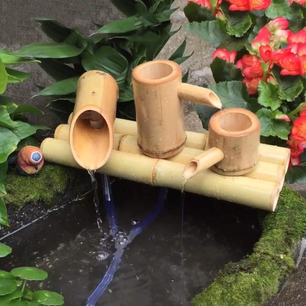 Bamboo Garden Fountain Zen Bamboo Fountain with Pump Multipurpose Indoor/Outdoor Fountain (Length 50cm) (Length 40cm) (Length 30cm)