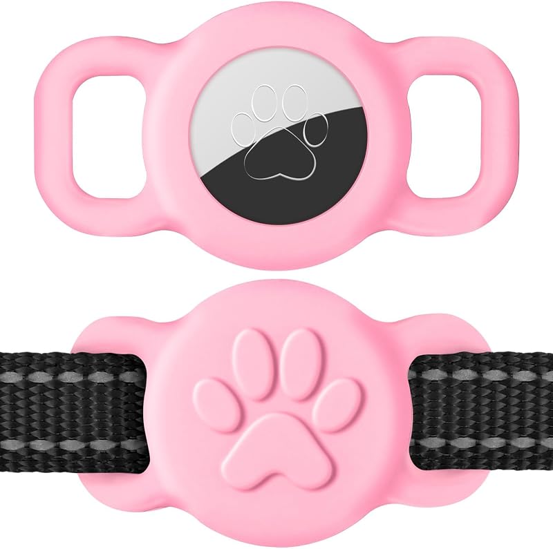 Suporte de Silicone para AirTag em Coleira de Gatos e Cães Pequenos Dynmeow Rosa – Pacote com 1