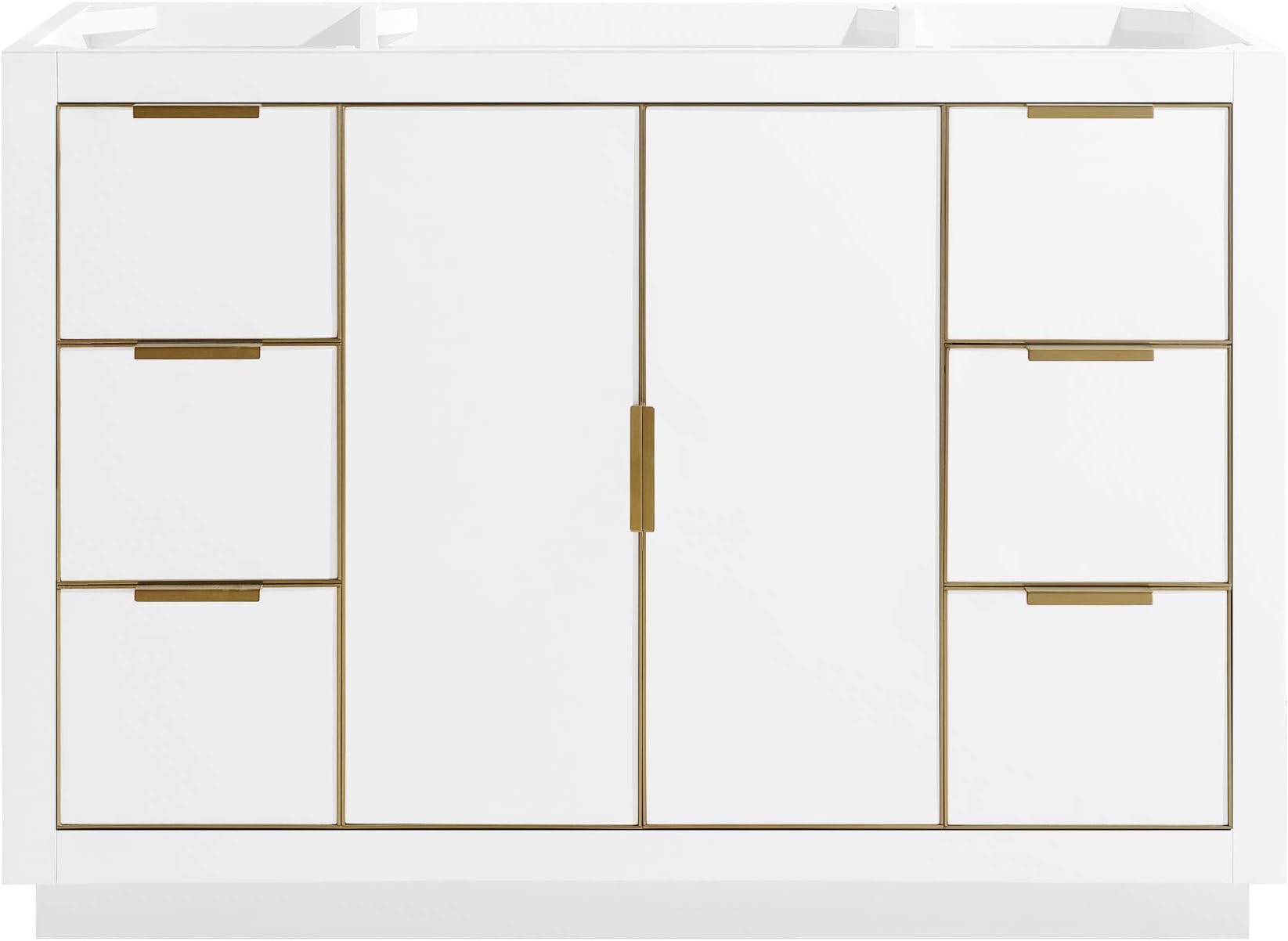 Avanity White 48-Inch Bath Vanity Cabinet with and Gold Trim