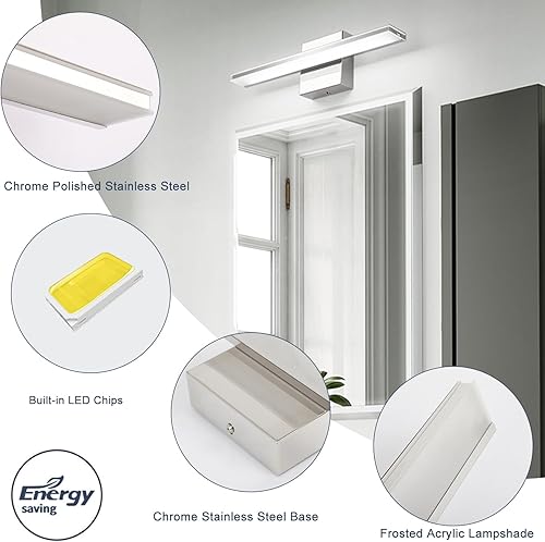 Miniatura 3 de Barra de luz LED para tocador de baño, regulable, moderna, sobre espejo, 16 pulgadas, luz de pared de 10 W, iluminación para baño, dormitorio, sala