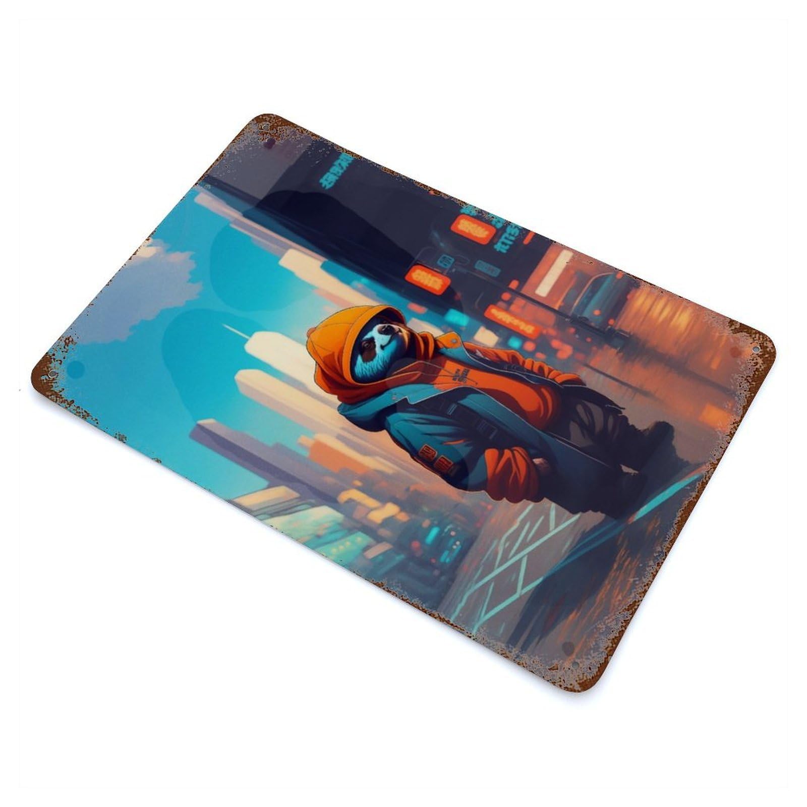 Swag Sloth Vintage Rust Metal Sign 11.8"x7.9", Ideal for Basement, Hobby Room And Garage Decor