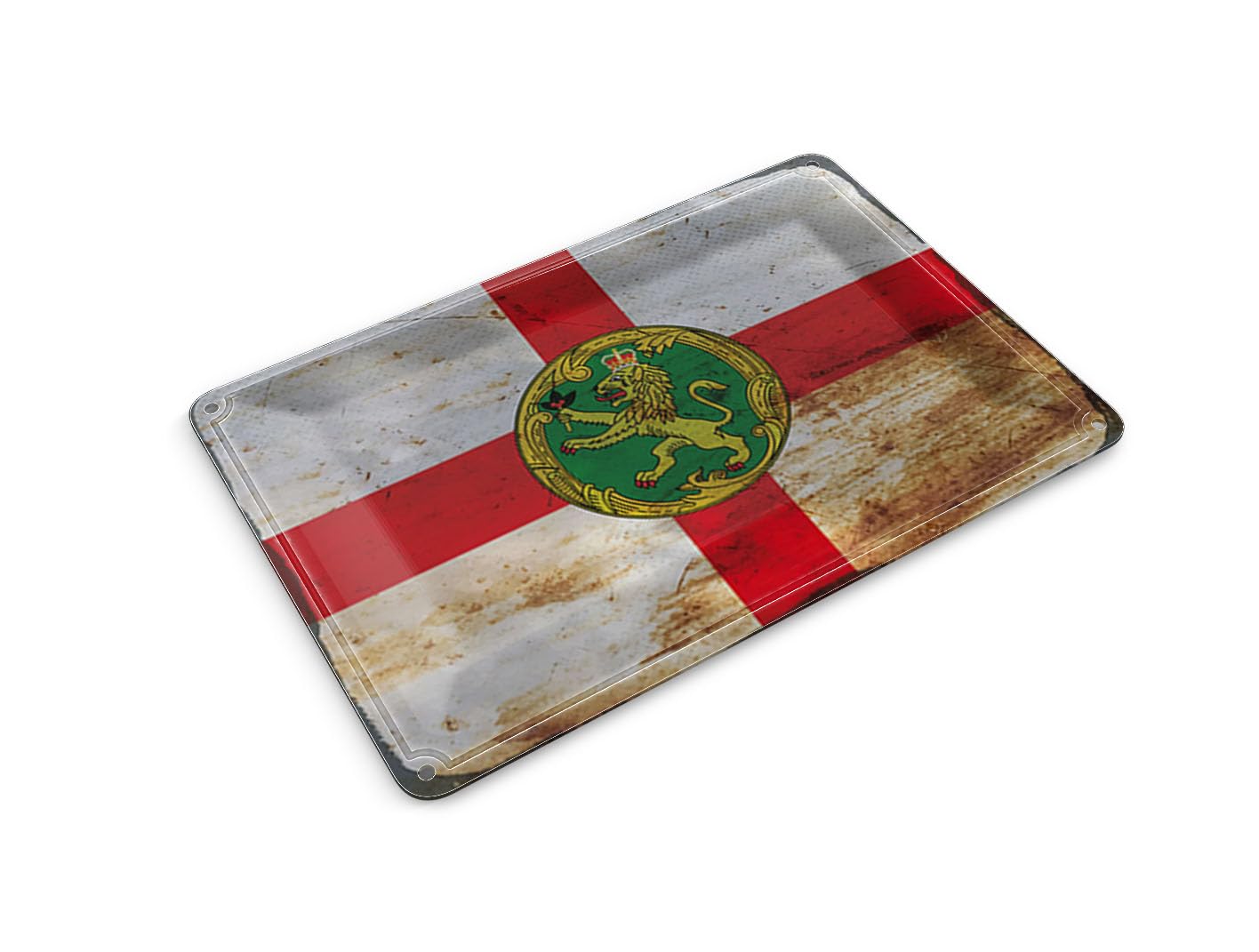 Femer Tin Postcard Alderney Flag 14 x 10 cm Flag Alderney Rust Decorative Sign