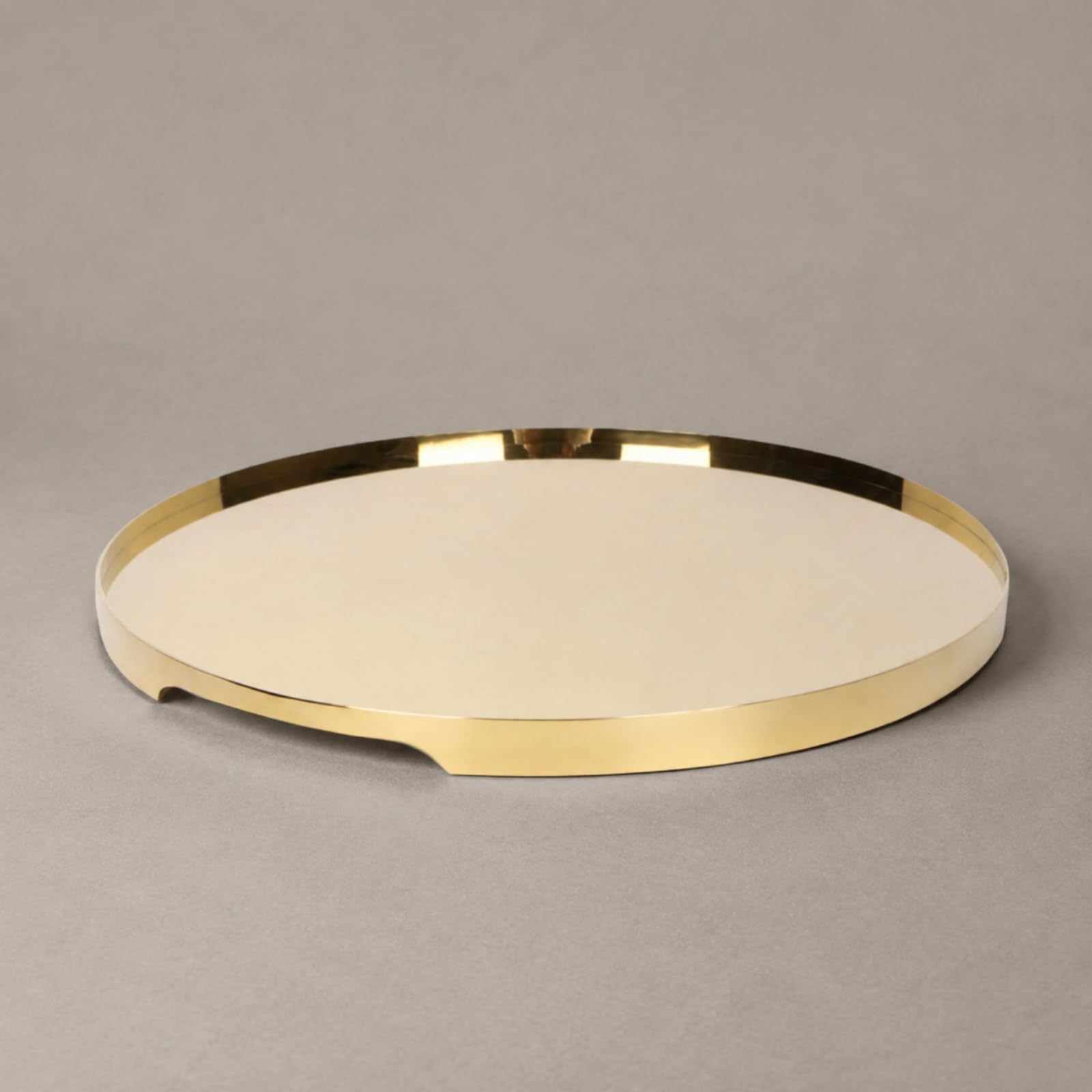 Bandeja Espejada de Servicio Bandeja Redonda Decorativa de Acero Inoxidable Bandeja Metálica de Mesa con Superficie Reflectante y Base Firme Adecuada, Dorado