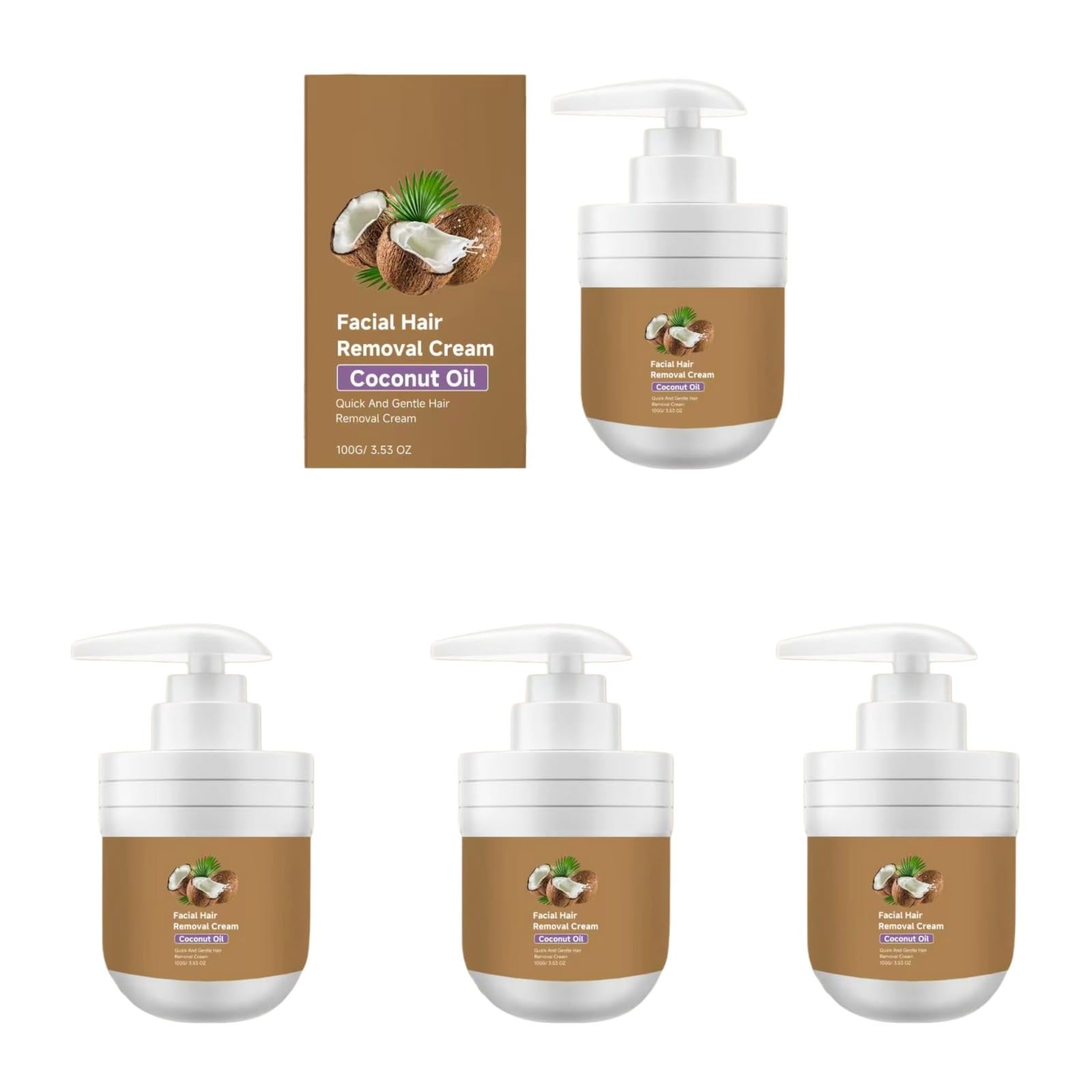 Crema depilatoria per il viso con olio di cocco, formula naturale, depilazione delicata,Crema Depilazione Baffi Labbro Vegetale per tutti i tipi di pelle