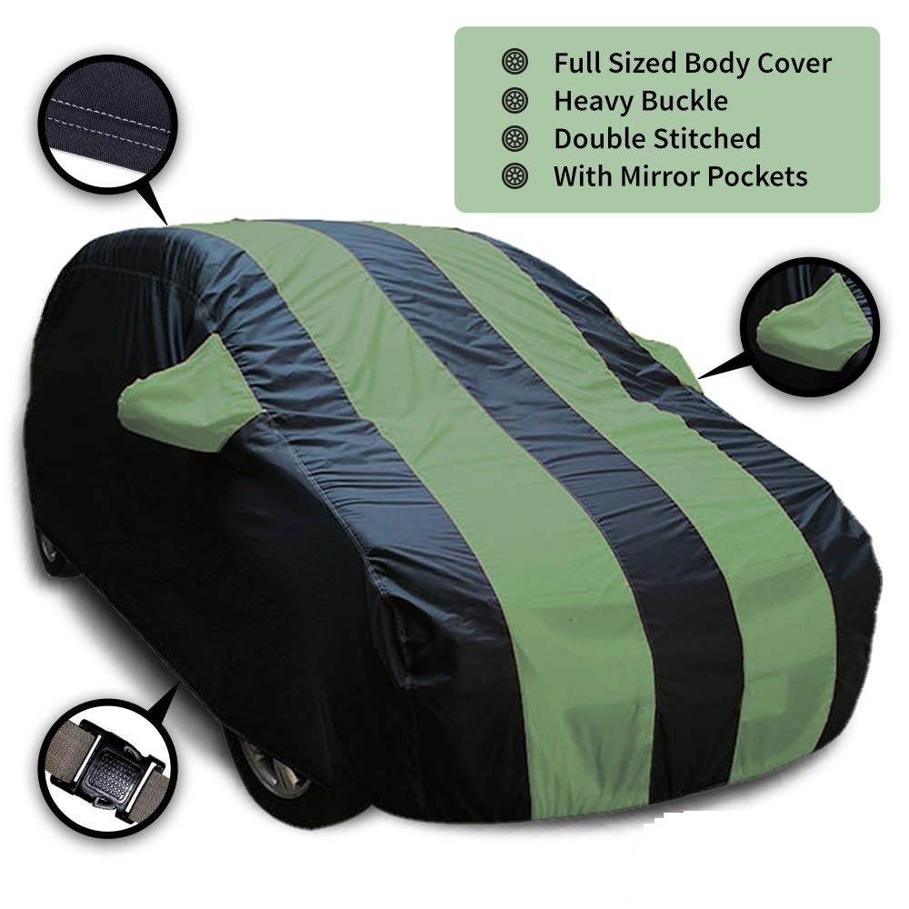 ARNV Mirror Pocket, Fabric Car Body Cover with Mirror Pockets and Tie Belt for Maruti Omni/Van(Blue and Green)