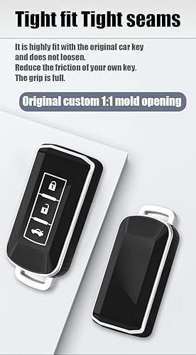 Miniatura 4 de ontto Funda para llavero Mitsubishi con llavero para Outlander Funda para llave Outlander Eclipse Cross TPU Protector de llave remoto antiarañazos