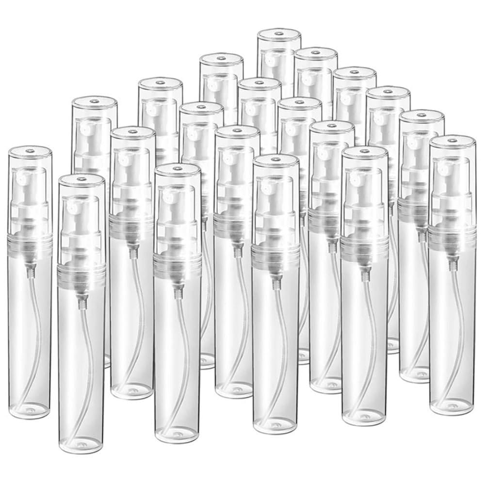 100 unidades de frascos pequeños vacíos transparentes de vidrio para perfume, atomizadores rellenables, con capacidad de 2 a 10 ml, portátiles, ideales para viajes y muestras (100,5ml,Tapón rosa)