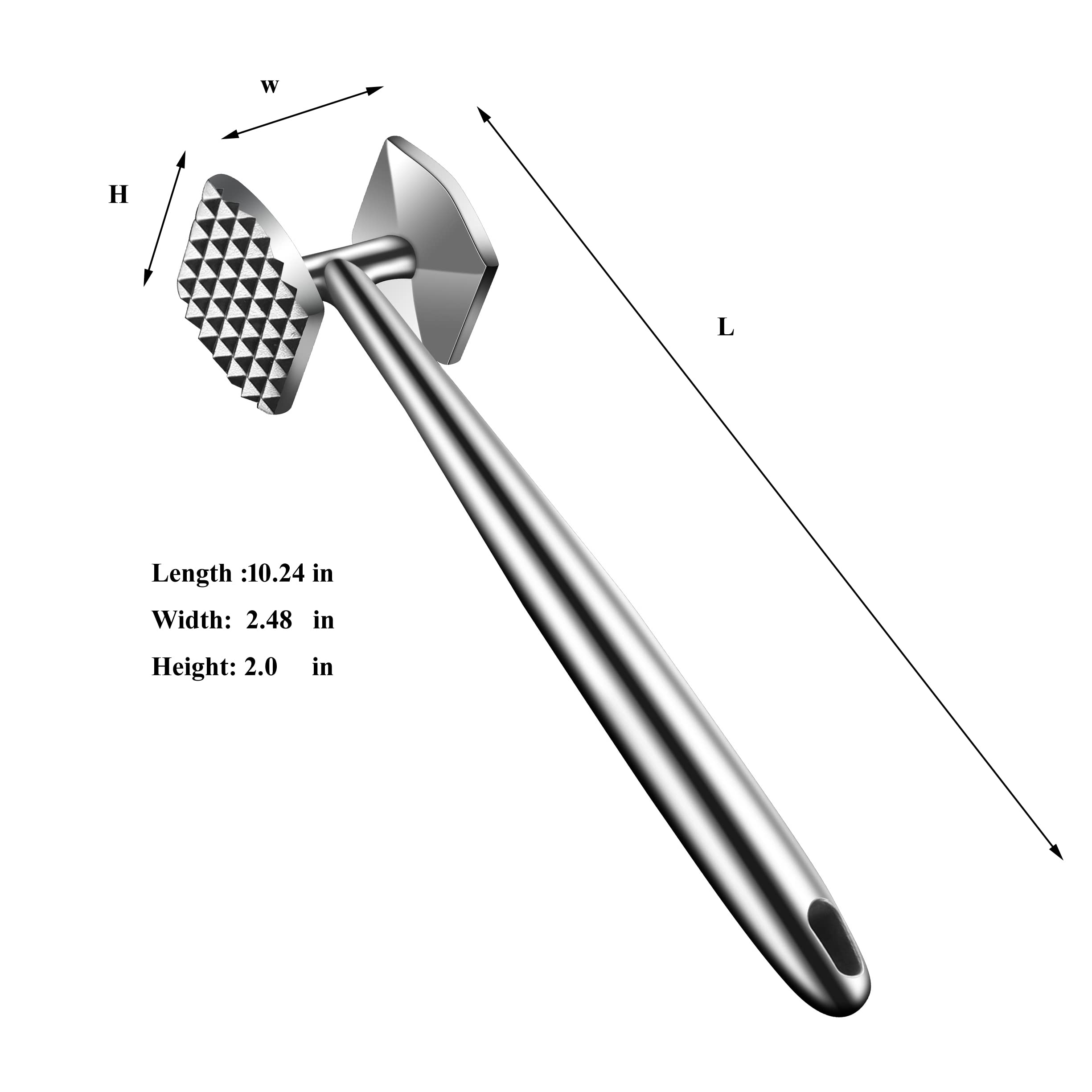 Meat Tenderizer 304 Stainless Steel Hammer Mallet Tool by AOWOTO Pounder Flattener For Tenderizing and Pounding
