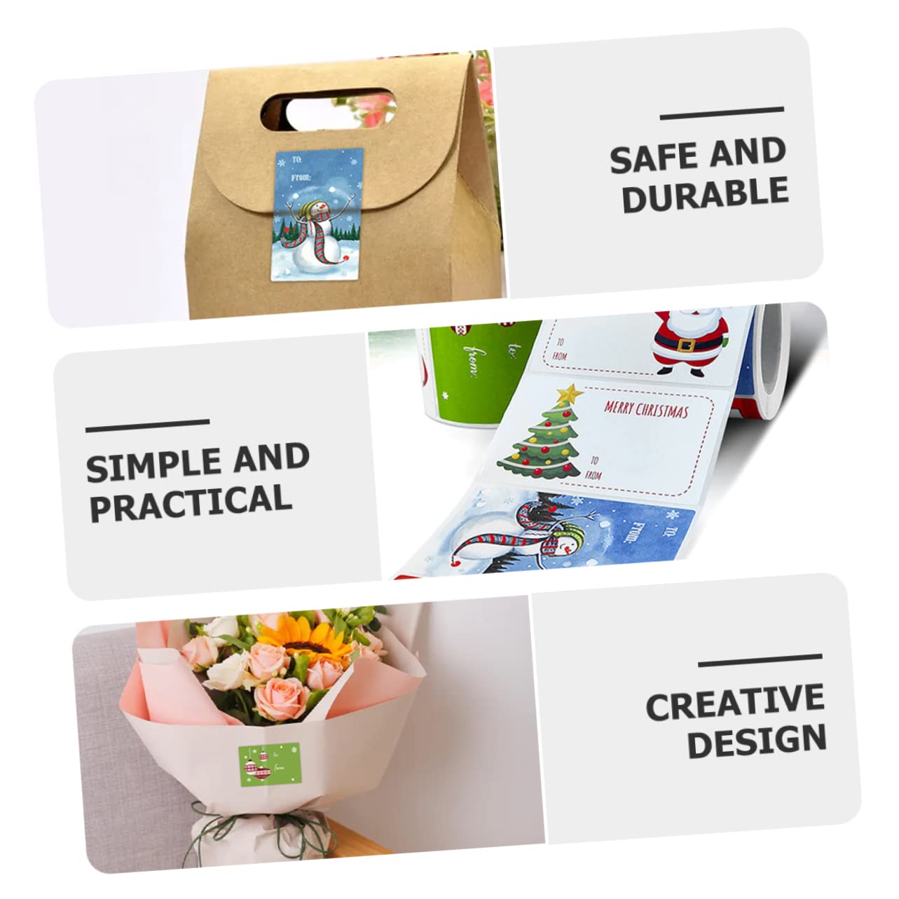 VILLCASE 10rollos Etiquetas De Navidad De Pegatinas Divertidas Para Embalaje De De Fiesta y Tarjetas Diseño Caricaturesco