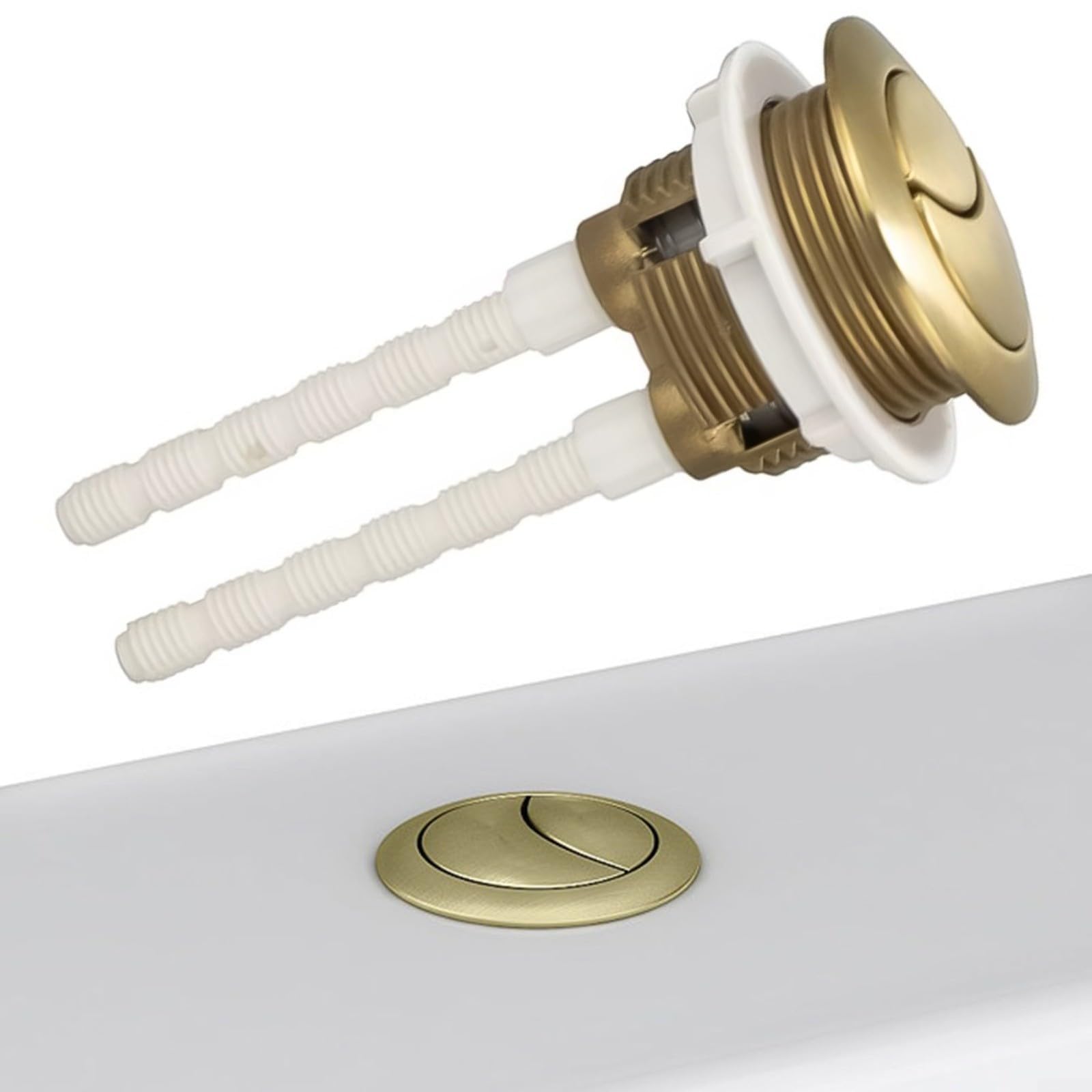 Pulsante per cassetta WC in ottone dorato da 38 mm, design compatibile con WC standard, facile installazione, durevole ed elegante meccanismo di scarico