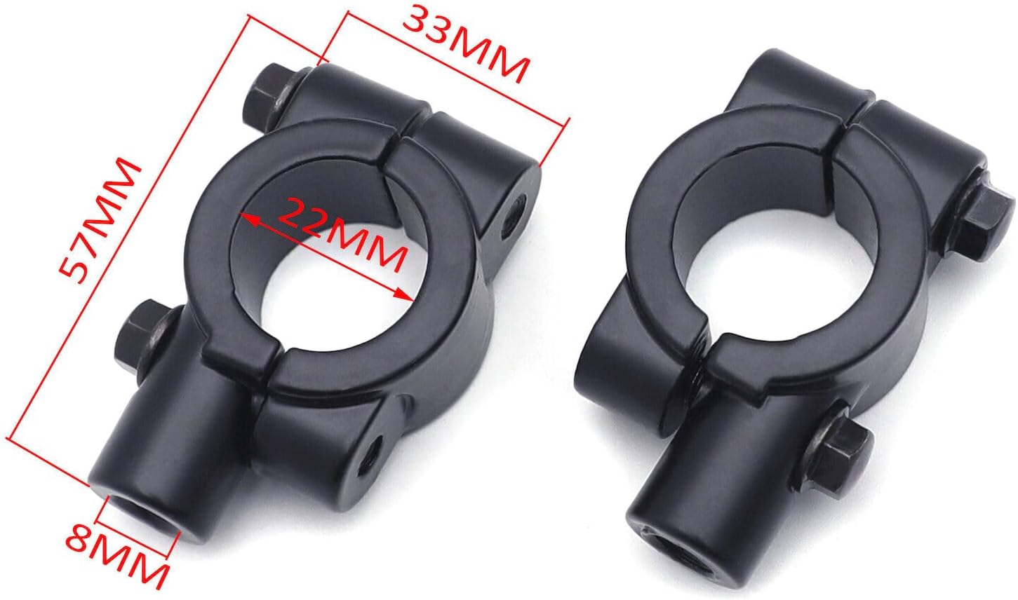 HTTMT MT-JINGZUO-002-25-CD Group Chrome 1 Inch 25mm Motorcycle HandleBar 10mm Mirror Thread Mount Holder Clamp Adaptor : Automotive