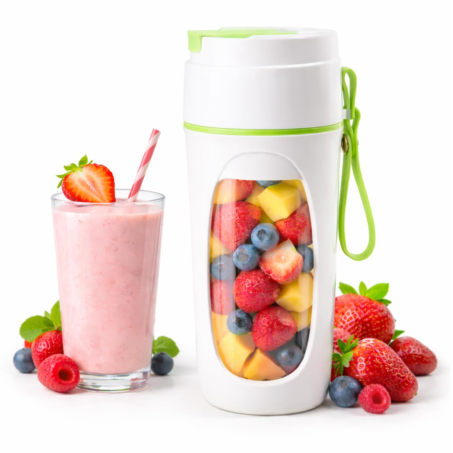 Portable & Rechargeable Smoothie Blender Leak-Proof Lid – For Smoothies, Juices, Milkshakes, Baby Food, Ice Crushing & More (340ml) – 2400mAh Battery, 8 Stainless Steel Blades (Green)-image-30