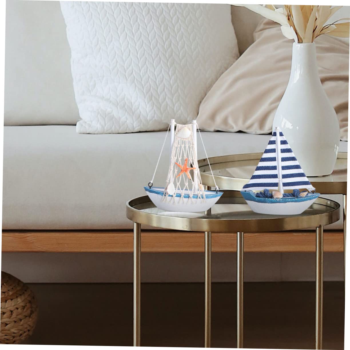 Mini Voilier Décoratif En Résine – Bateau Et Pagaies – Accessoire Maison De Poupée – Décoration De Table, Bureau – Thème Plage Et Mer