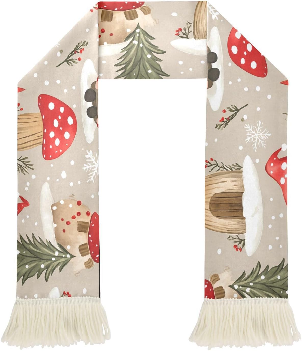 CHIFIGNO Gnome Christmas Sports Fan Scarf for Cheering, Soft Polyester Sweat Towel Wrap with Fringe Ends, Quick Dry Soccer Scarf