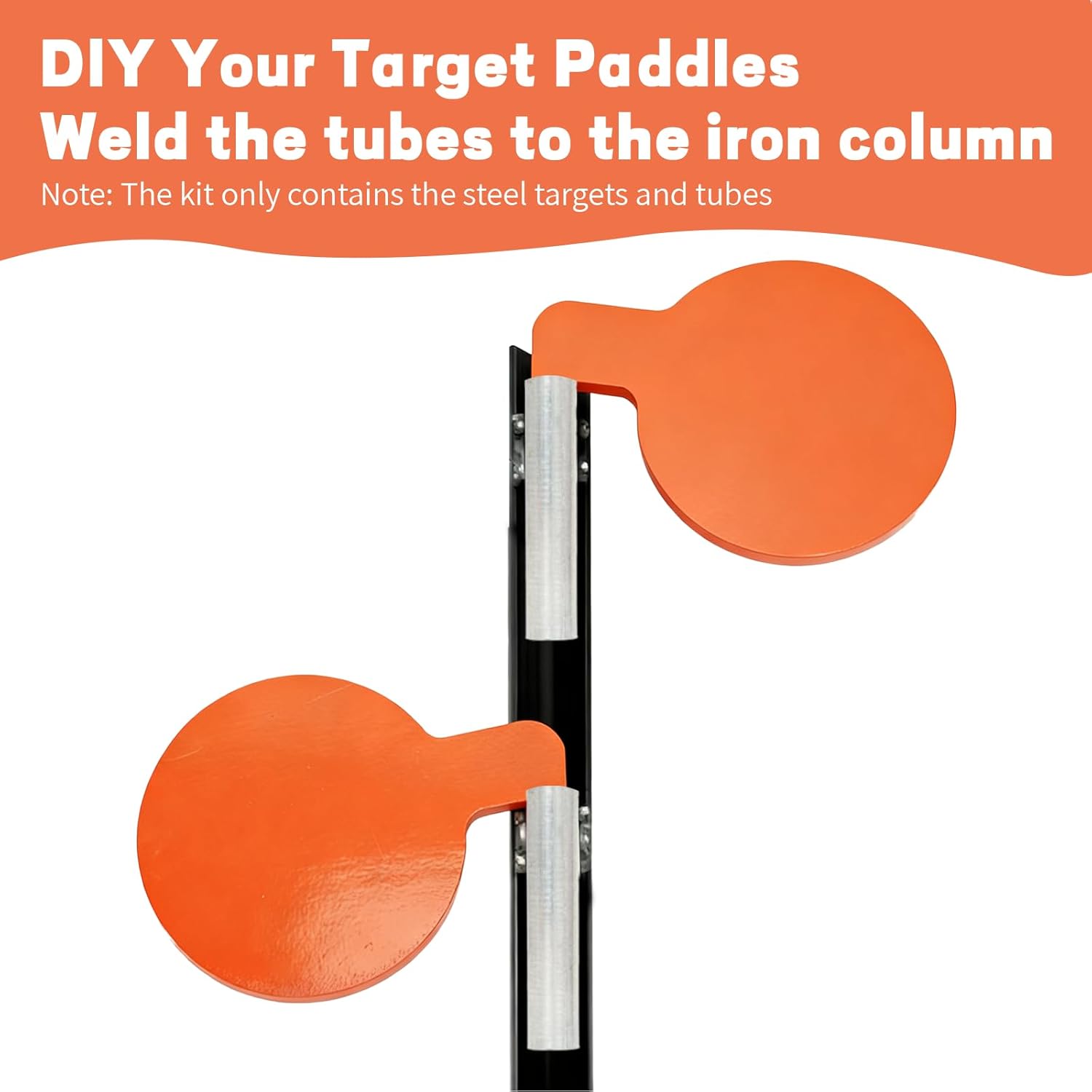 6Pcs AR500 Dueling Tree Paddles, 3/8'' Orange Thick Steel Dueling Tree Paddles Kit, DIY Shooting Target with Tubes for Shooting Skills Training & Challenge Practice