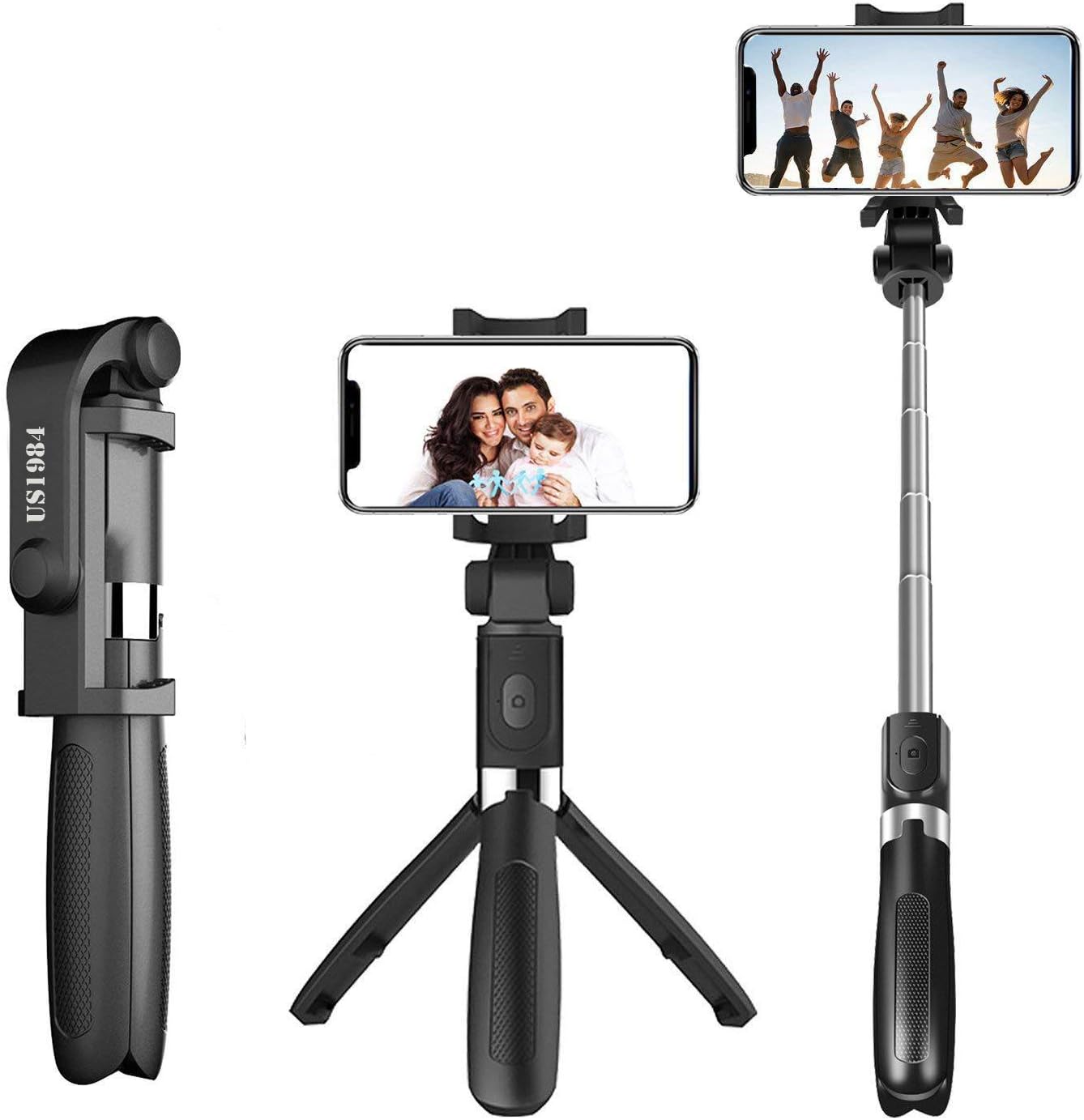 Sturdy Extendable Selfie Stick Tripod Monopod Stand with Bluetooth Remote Clicker for Smart Phones