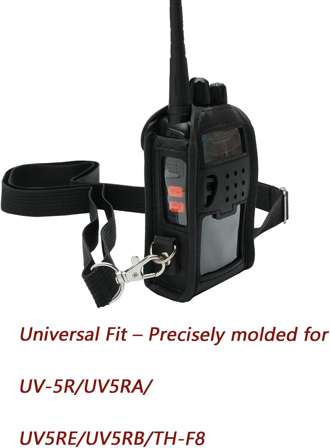 Radio Holster,2-Pack UV-5R Walkie Talkie Case PU Leather Holster with Transparent PVC 9 Hole Design for Baofeng UV5R UV5RA UV5RE TYT TH-F8,Black