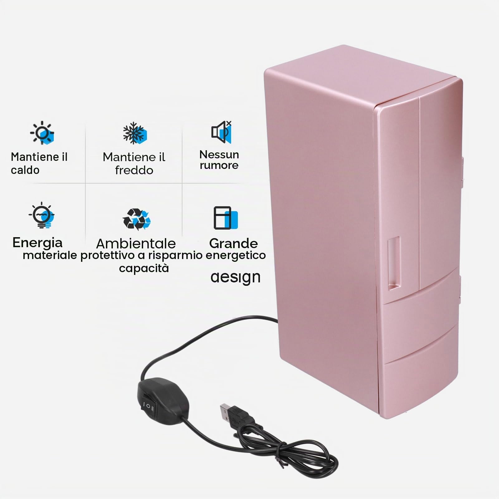 Mini Frigo,Piccolo USB Cosmetici Portatile Mini Frigo Refrigerato Oro Rosa Dispositivo di Raffreddamento Frigo Frigo più Caldo Frigoriferi Compatti