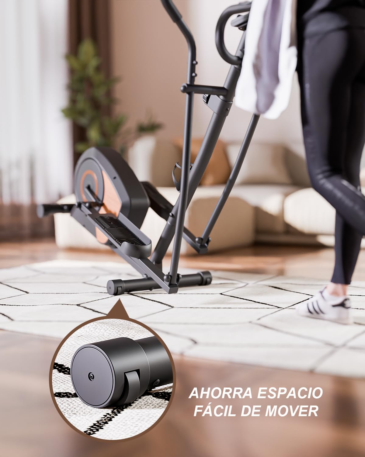 Bicicleta Elíptica para Casa, Aeriflo S100 Magnética con Bluetooth y App, Ultra Silenciosa <20dB, 16 Niveles de Resistencia, Volante 6 kg, Monitor LCD y Pulsómetro, Compacta para Piso y Apartamento