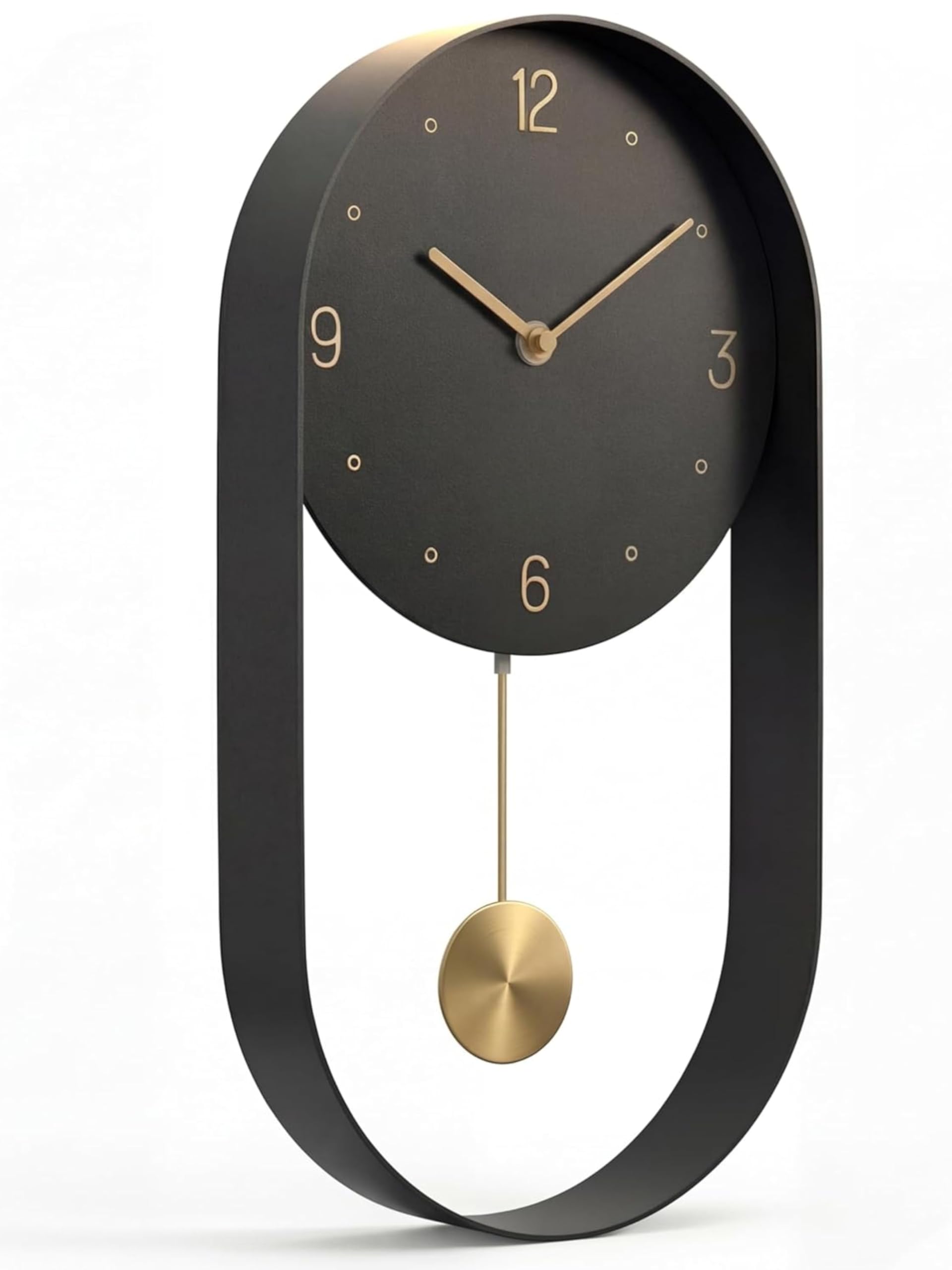Moderne Wanduhr mit geräuschlosem Pendel - 2 Pendel inkl., Minimalistisches Design in Schwarz, geräuschloses Uhrwerk, Premiumverpackung - für Wohnzimmer, Küche, Büro