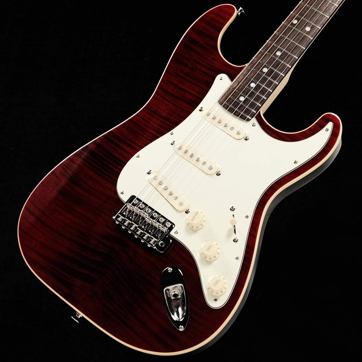 Fender Limited Edition Aerodyne Classic Flame Maple Top Stratocaster Electric Guitar (Crimson Red Transparent)