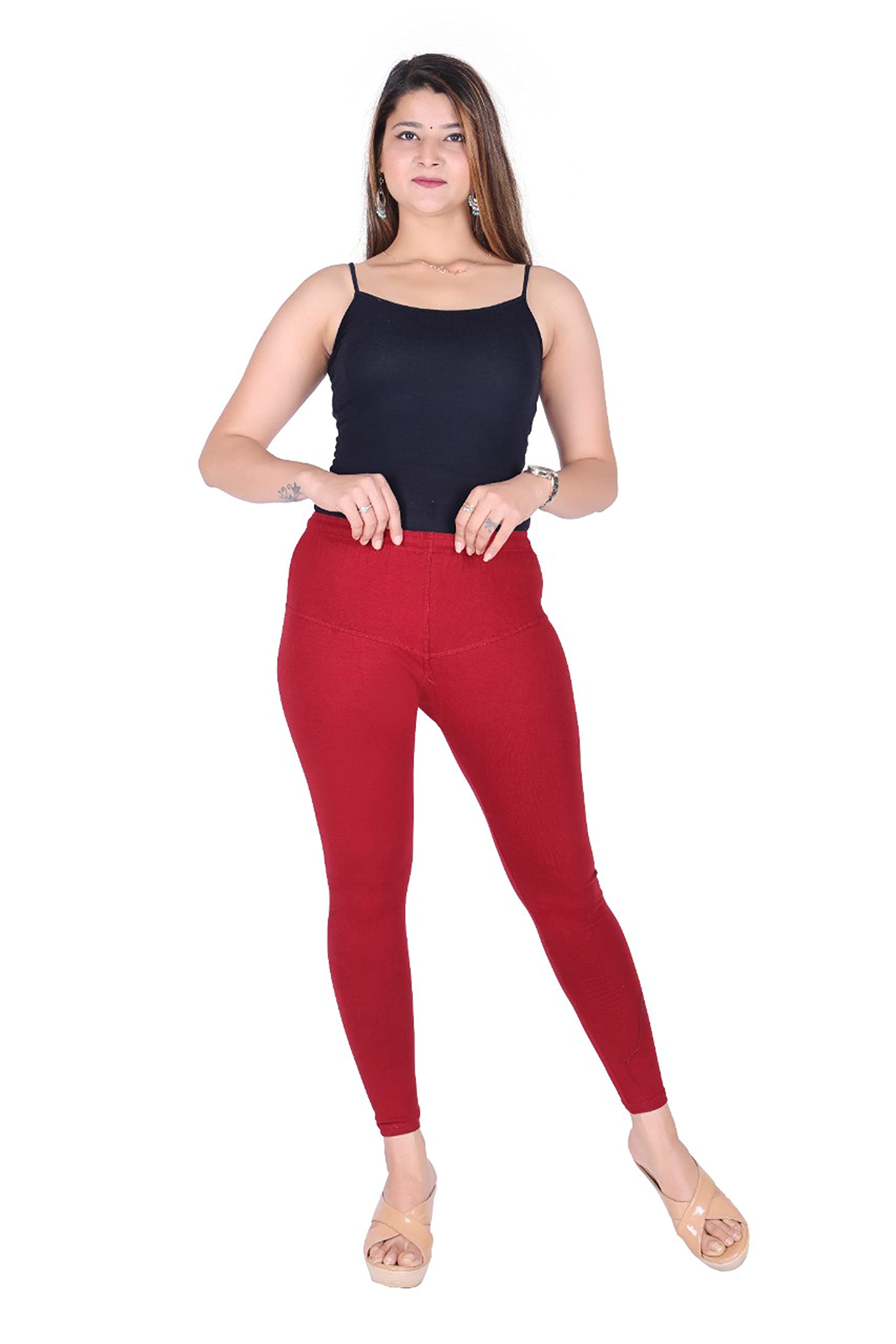 Jiana's Fashion Ultra Soft Cotton Churidar Leggings Solid Regular Fit Leggings for Women's and Girl's, Size: 3XL