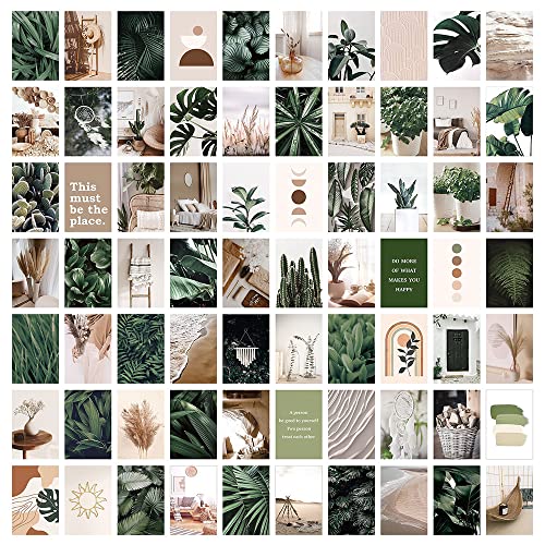 bOPART 70pcs Wall Collage Kit Aesthetic Picures, Green Plant Room Decor Aesthetic Collage Picture Wall Decor for Teen Girls/boys Room bedroom Dorm (4x6 inch)