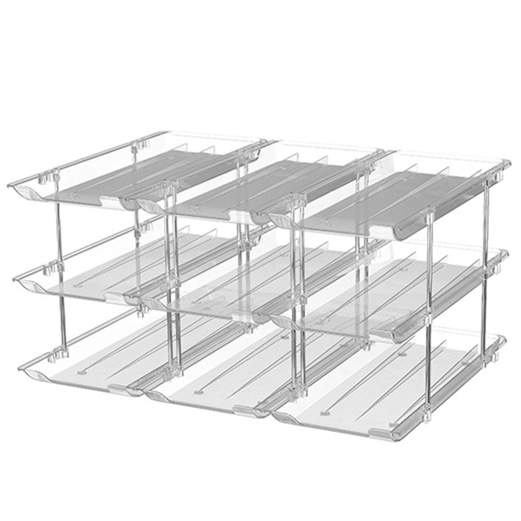 Soportes para latas para despensa Organizador de latas de plástico transparente de 3 niveles para gabinete de cocina, refrigerador, mostrador, almacenamiento, dispensador de alimentos enlatados