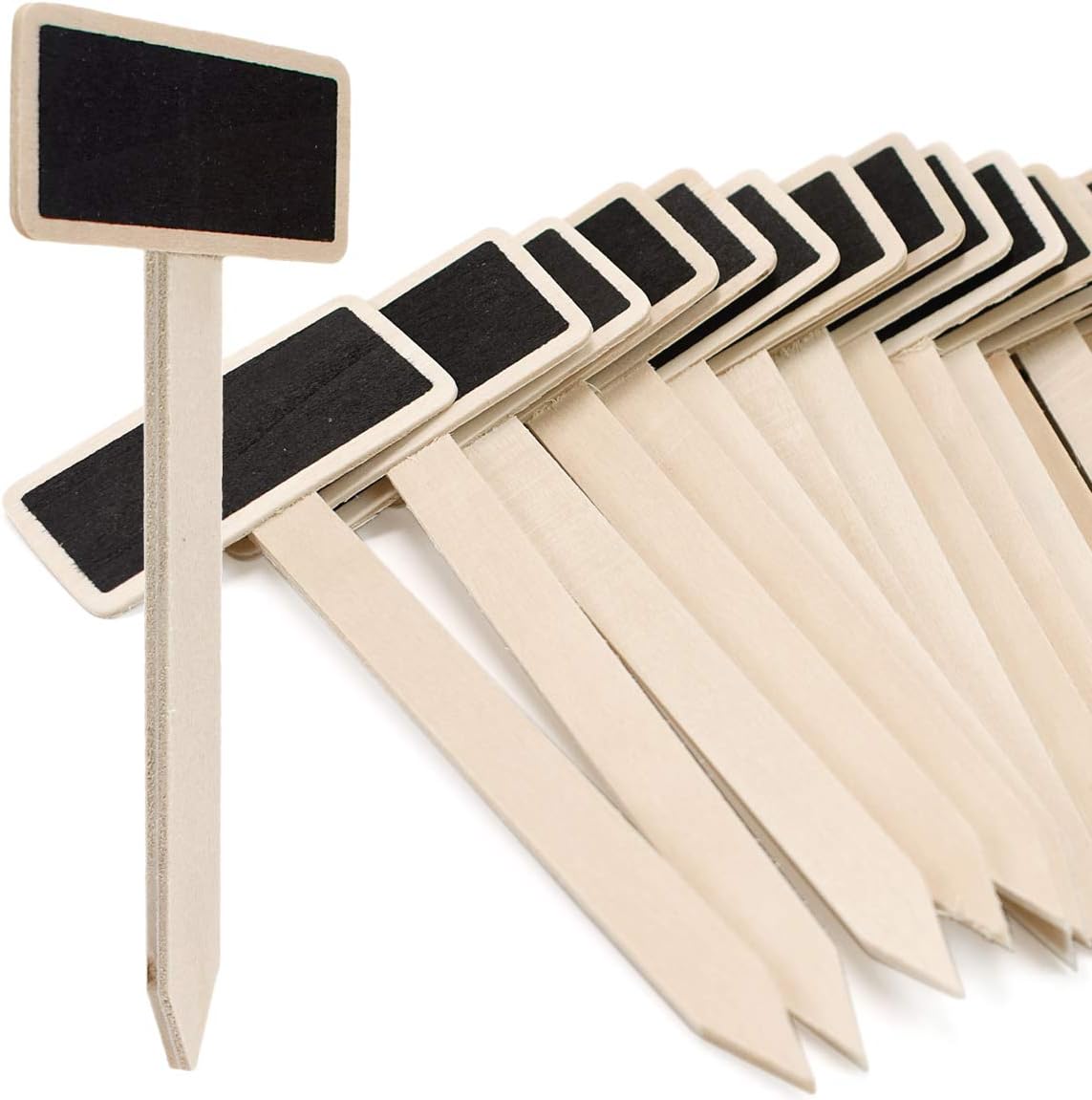 ZIIYAN 20pcs Mini Wood Chalkboard Stakes, Wooden Garden Plant Markers Tag Labels