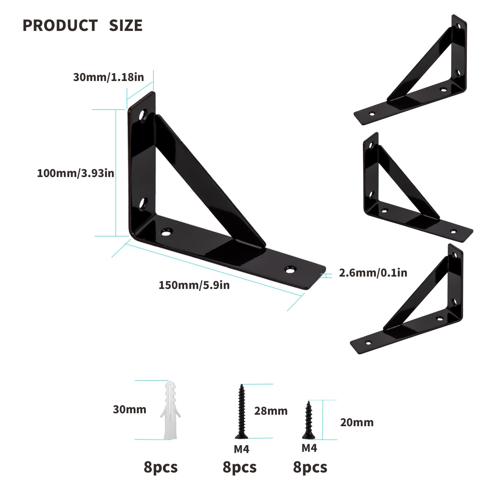 4 Pcs Heavy Duty Shelf Brackets - Image 2