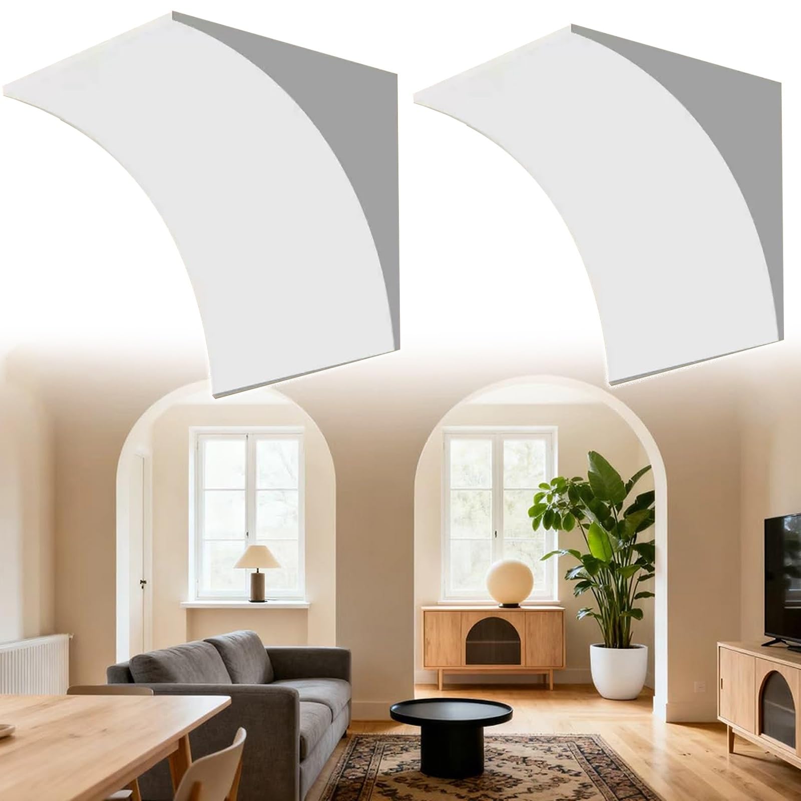 Moldura de pared precurvada de medio círculo kit de 2 arcos de puerta 3D para renovación hogar
