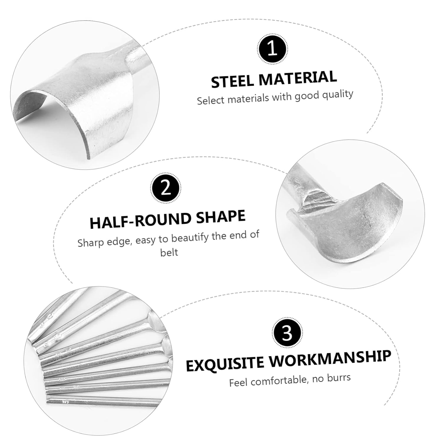10pcs Leathercraft Supplies Half-Round Punch Leather Cutter Sturdy Punching Tool Set for Belt Punching for DIY