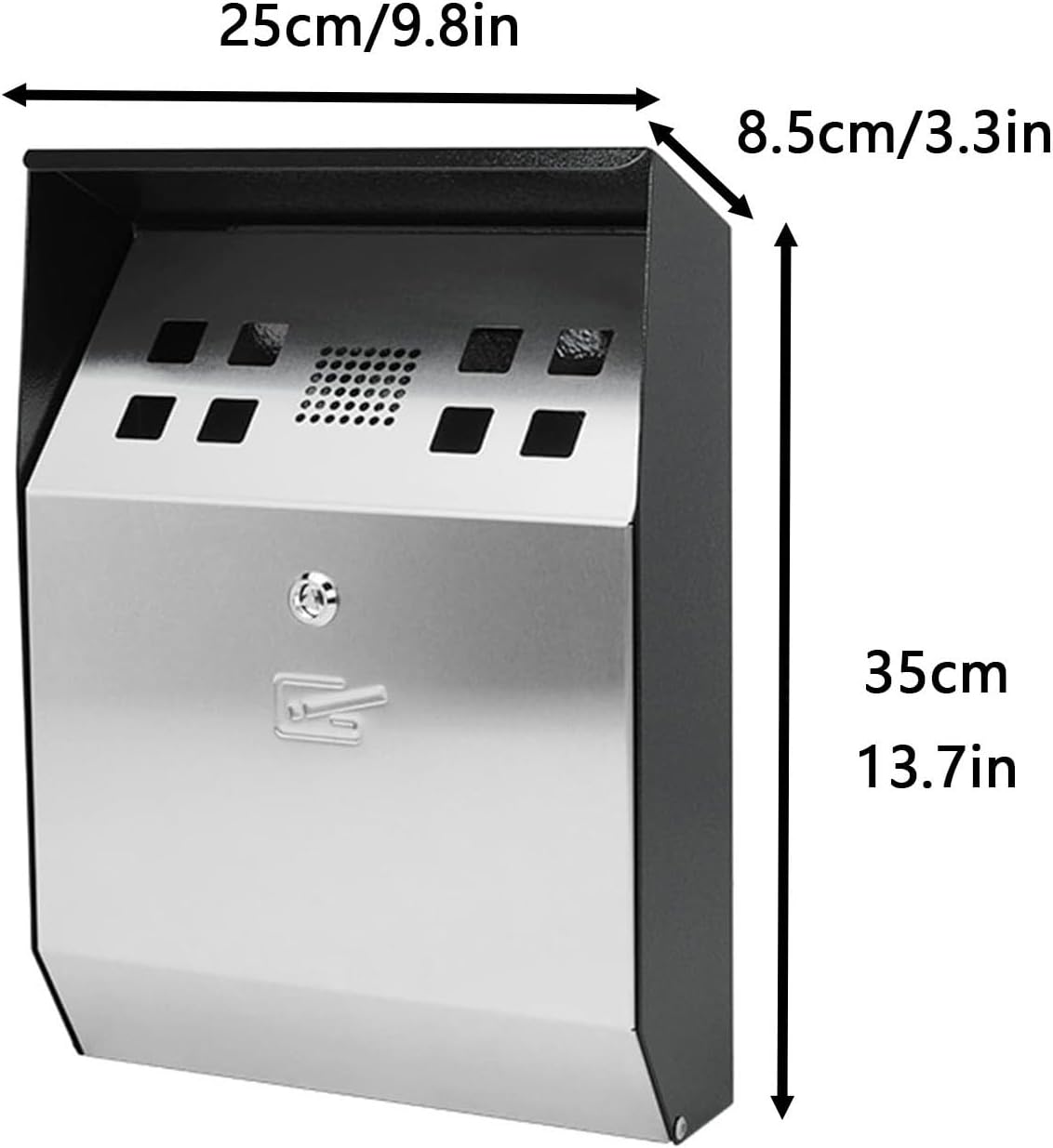Wall Mounted Ashtray,304 Stainless Steel Wall Standing Ashtray, Commercial Outdoor Cigarette Bin, Metal Ash Tray, Cigarette Smoking Holder Ash Bin for Indoor and Outdoor