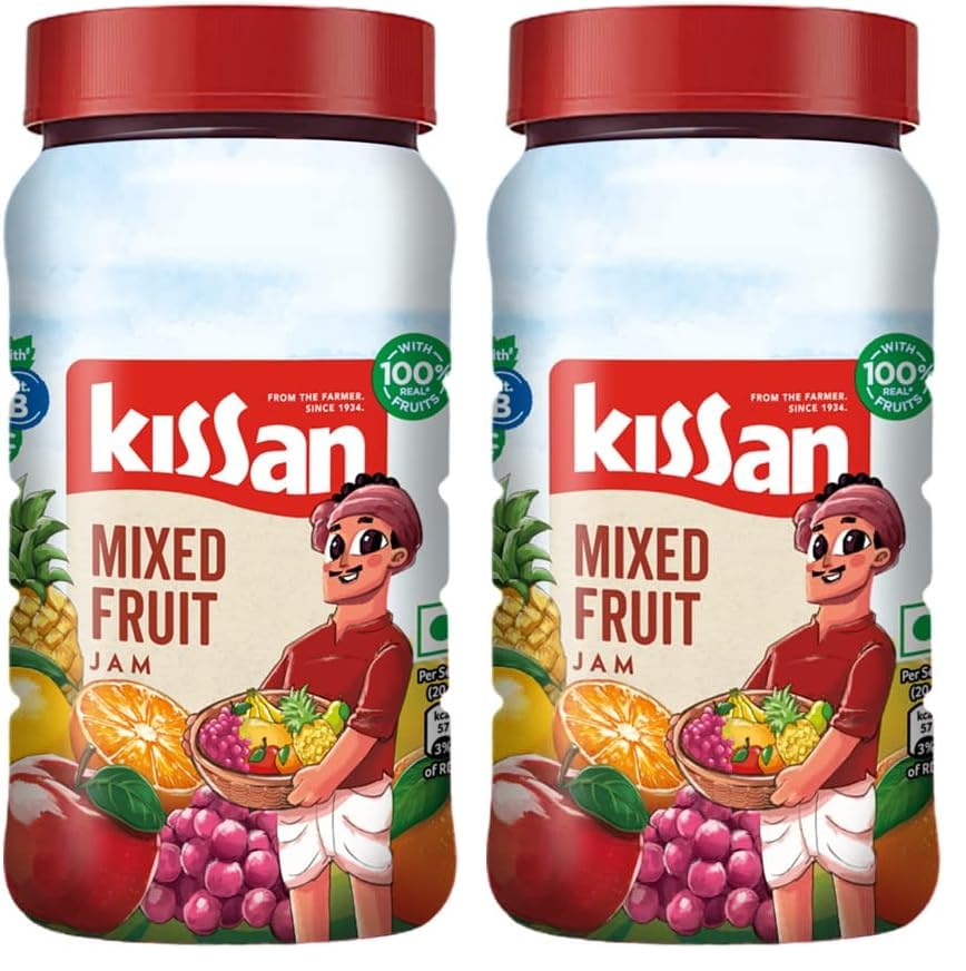 Image of Kissan Mixed Fruit Jam 1 kg Bottle|| With 100% real fruit ingredients (Pack of 2)