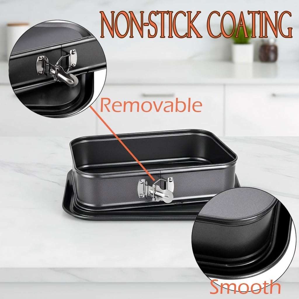 Springform Cake Pan Non-Stick, 11 x 7.1 Inch Rectangle Cheesecake Pan, Tiramisu Bakeware with Removable Bottom Baking Pan Mold Leakproof