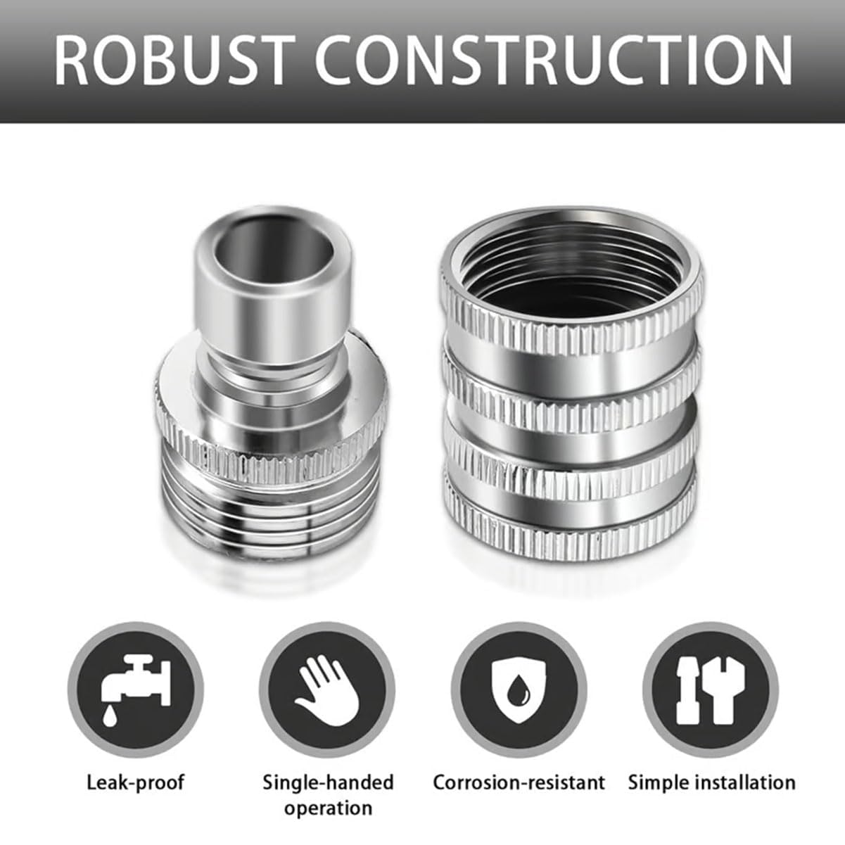Novealcrbe 2025 - Set di raccordi per tubo da giardino in acciaio inox, set di adattatori per idropulitrice ad alta pressione da 3/4", connettore a sgancio rapido per tubi spruzzatori (5 pezzi)