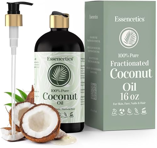 Aceite de coco fraccionado de 16 onzas  Aceite de coco líquido 100% puro y natural para piel, cuerpo, cara y cabello  Aceite de masaje natural