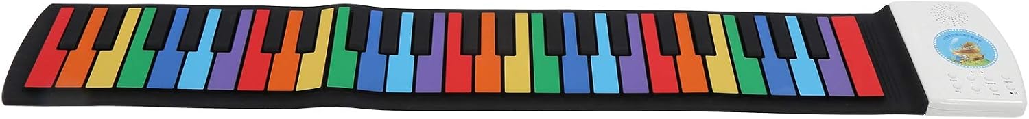 Portable Flexible Piano, 49 Keys Roll Up Electric Piano Hand Rolling Electric Keyboard Builtin Speaker for Kids Beginners