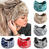 FULZTEY Boho Headbands for Women Retro Paisley Headwrap Red Bandana Head Bands Fashion Kontted Wide Hairband Large African Thick Turban Non Slip Yoga Workout Sweat Band for Hair Accessories 6Pcs