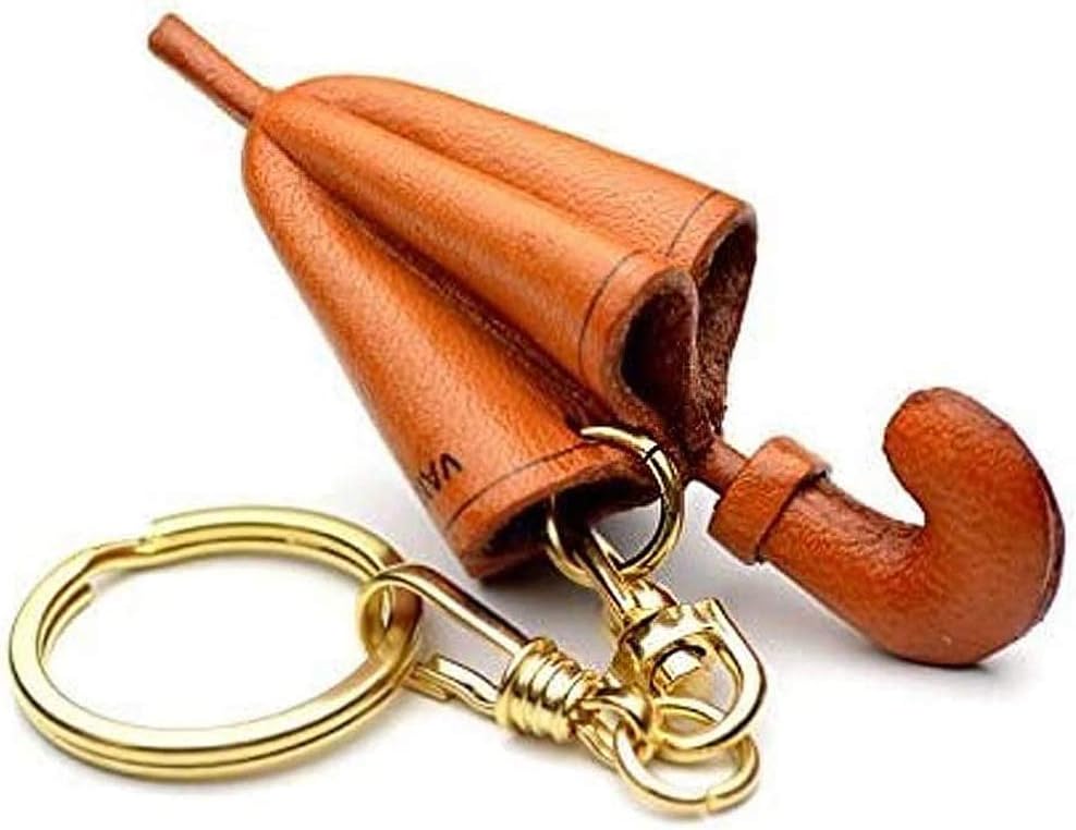 Umbrella 3D Leather Keychain(L) VANCA CRAFT-Collectible Keyring Charm Pendant Made in Japan