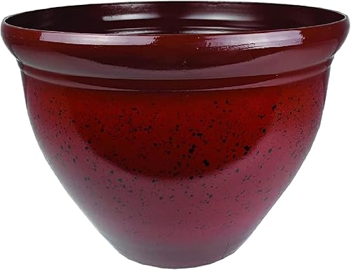 The HC Companies Pizzazz - Macetas redondas decorativas con aspecto de cerámica, resistente a los rayos UV, maceta decorativa para exteriores e