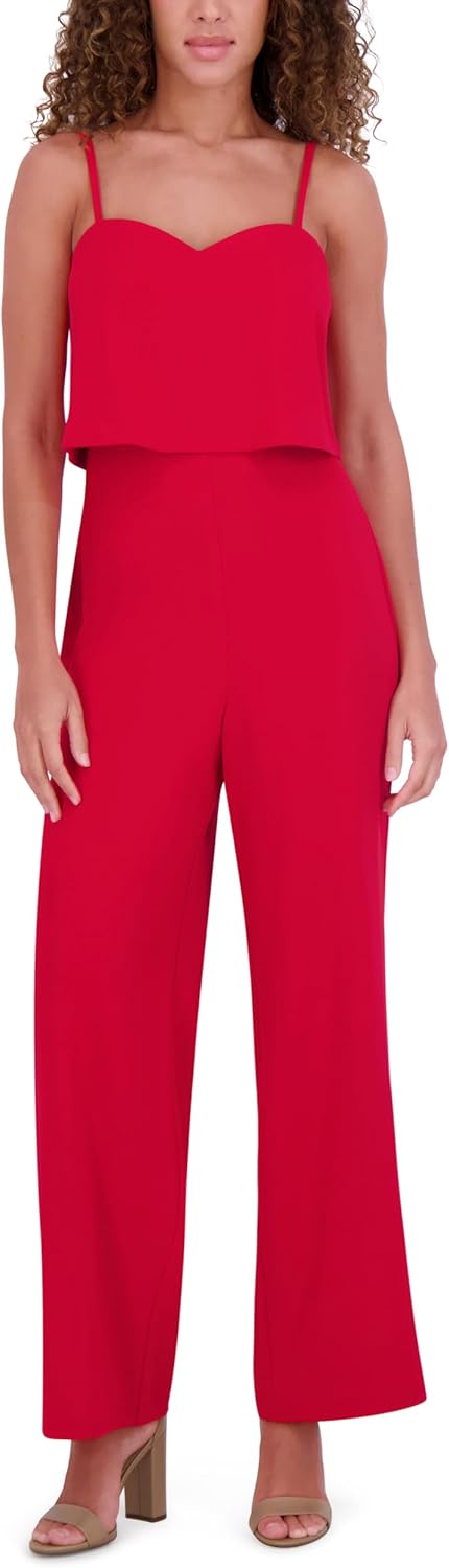 kensie womens Sleeveless Crepe Sweetheart Jumpsuit